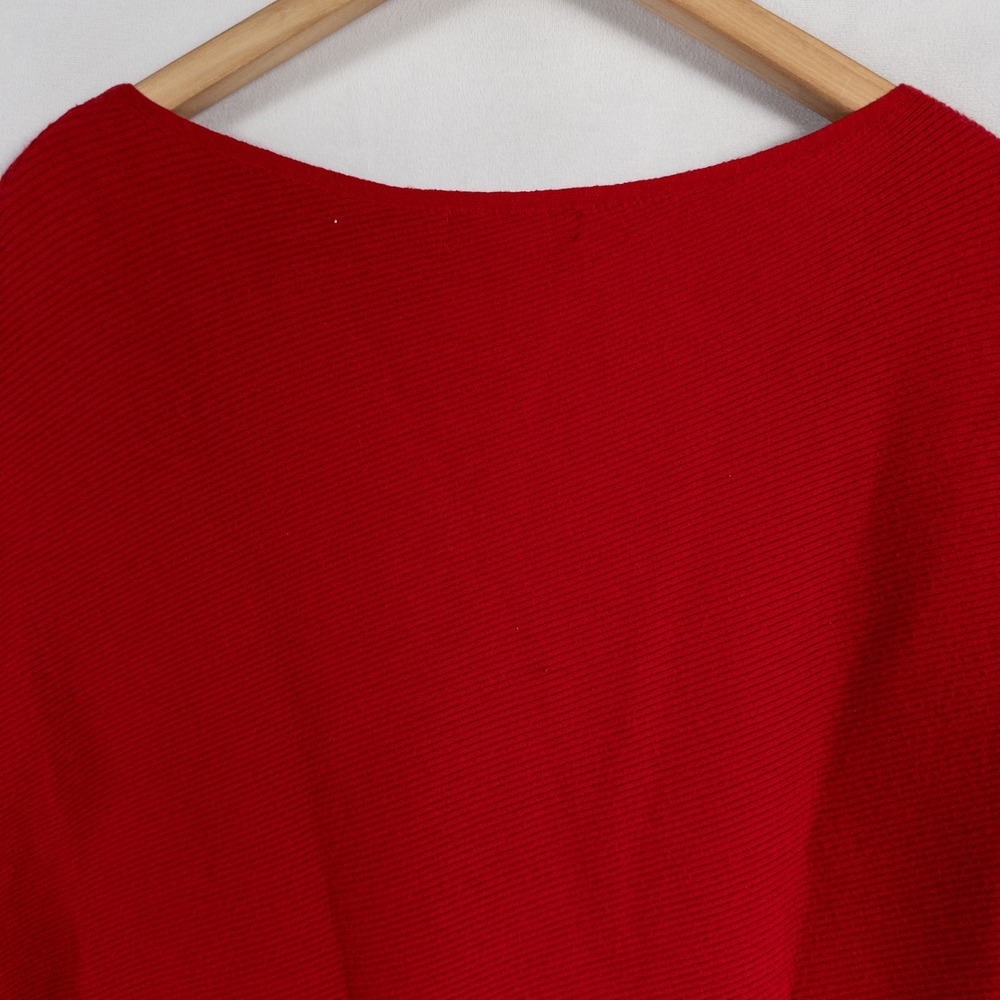 Banana Republic Sweater Womens XS Red Rib Knit Asymmetrical Long Sleeve - Picture 4 of 8